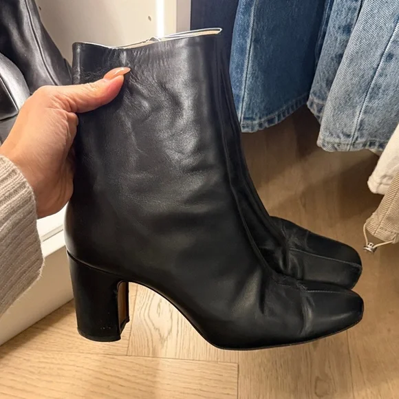 Black Leather Ankle Boots - Picture 2 of 4